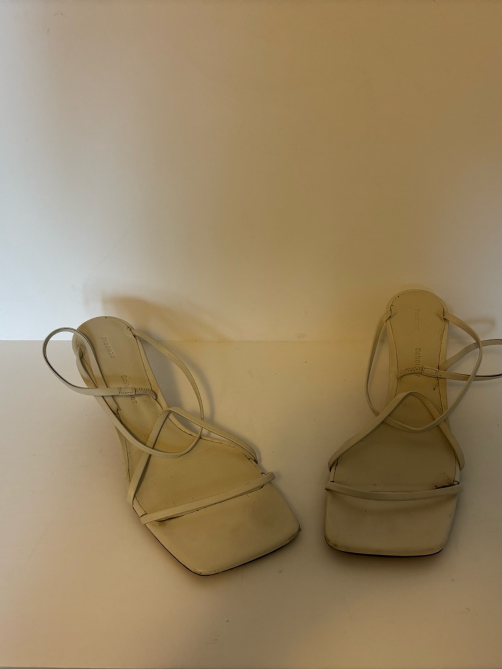Proenza Schouler Cream Square-Toe Strappy Kitten Heels
